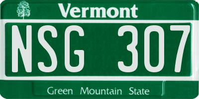VT license plate NSG307