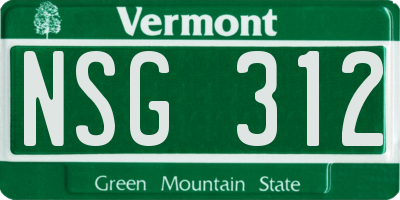 VT license plate NSG312