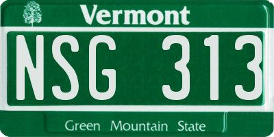VT license plate NSG313