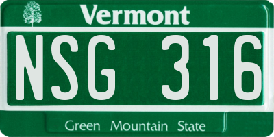 VT license plate NSG316