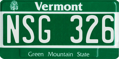 VT license plate NSG326