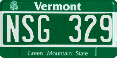 VT license plate NSG329