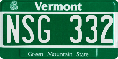 VT license plate NSG332