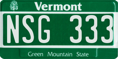 VT license plate NSG333