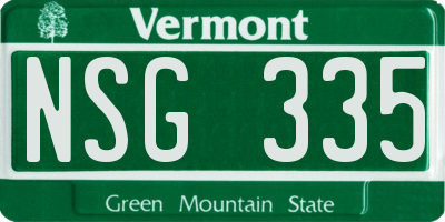 VT license plate NSG335