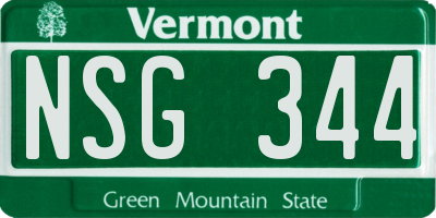 VT license plate NSG344