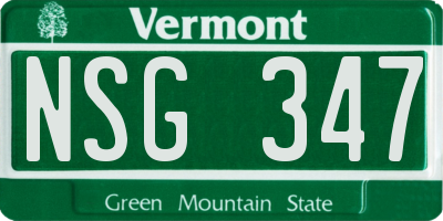 VT license plate NSG347