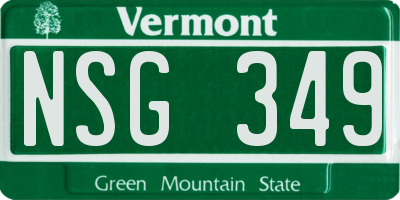 VT license plate NSG349