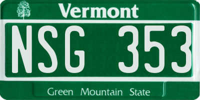 VT license plate NSG353