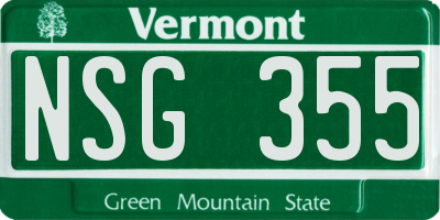 VT license plate NSG355