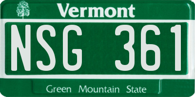 VT license plate NSG361