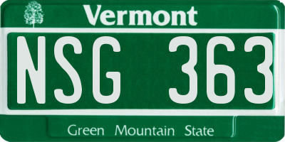 VT license plate NSG363