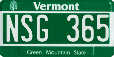 VT license plate NSG365
