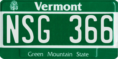 VT license plate NSG366