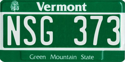 VT license plate NSG373