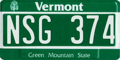 VT license plate NSG374