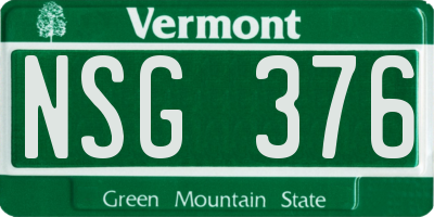 VT license plate NSG376
