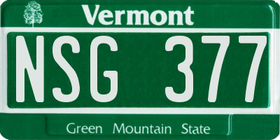 VT license plate NSG377