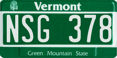 VT license plate NSG378