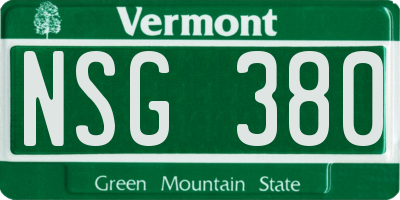 VT license plate NSG380