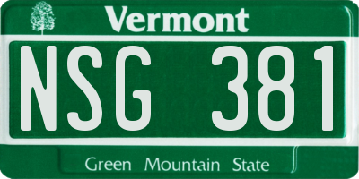 VT license plate NSG381