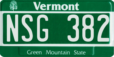 VT license plate NSG382