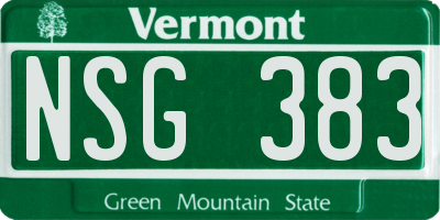 VT license plate NSG383