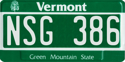 VT license plate NSG386