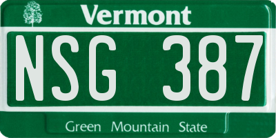 VT license plate NSG387