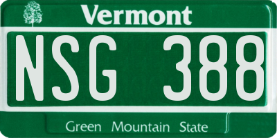 VT license plate NSG388