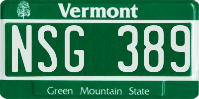 VT license plate NSG389