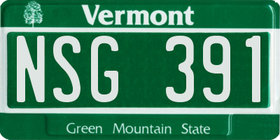 VT license plate NSG391