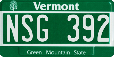 VT license plate NSG392