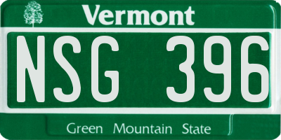 VT license plate NSG396