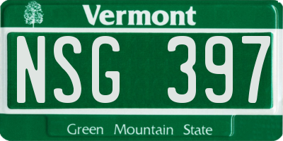 VT license plate NSG397