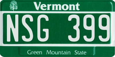 VT license plate NSG399