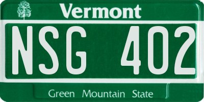 VT license plate NSG402