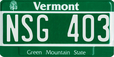 VT license plate NSG403