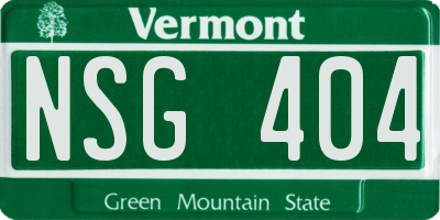 VT license plate NSG404