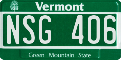 VT license plate NSG406