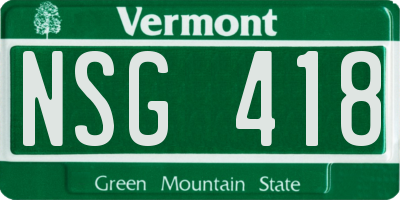 VT license plate NSG418