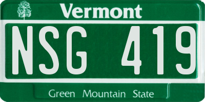 VT license plate NSG419