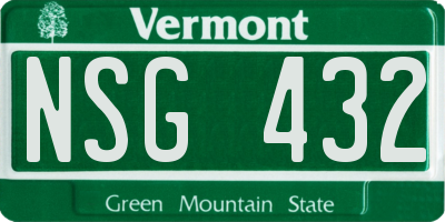 VT license plate NSG432