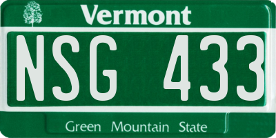 VT license plate NSG433