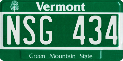 VT license plate NSG434