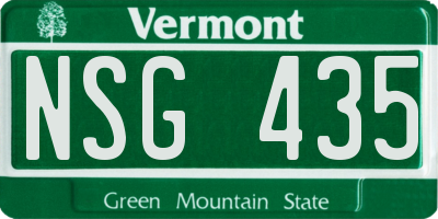 VT license plate NSG435