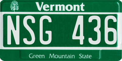 VT license plate NSG436