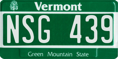 VT license plate NSG439