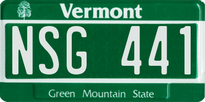 VT license plate NSG441