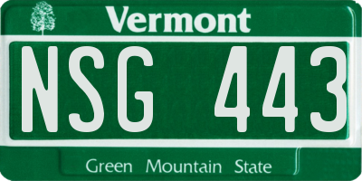 VT license plate NSG443